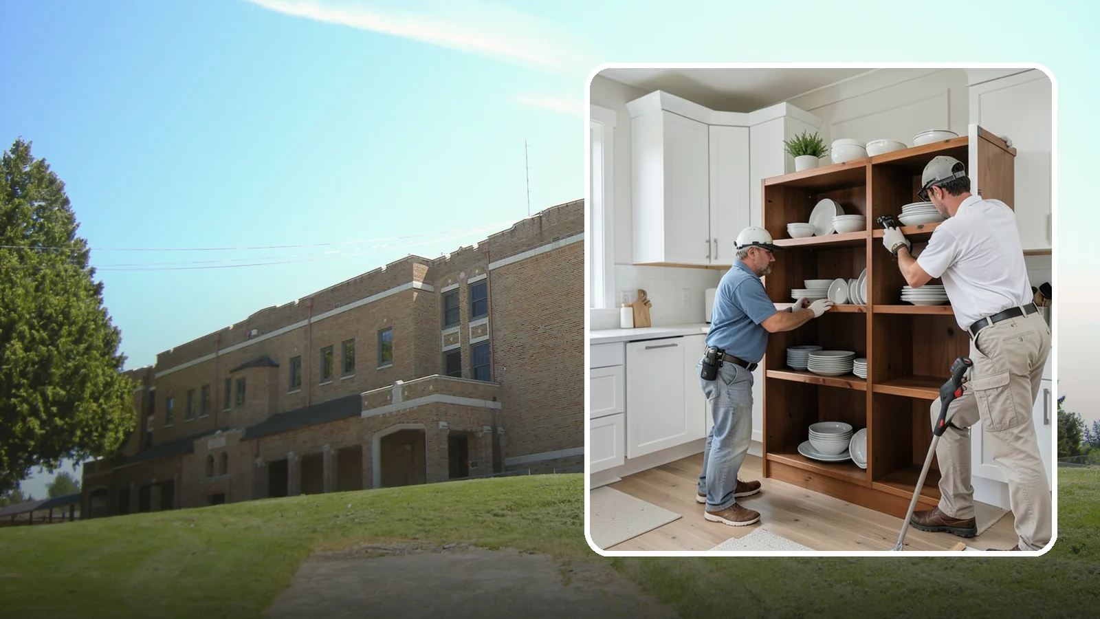 Open Shelving Installation in Maple Valley, King County, WA - Installing sturdy open shelves to display dishware and create an airy, accessible alternative to upper cabinets.