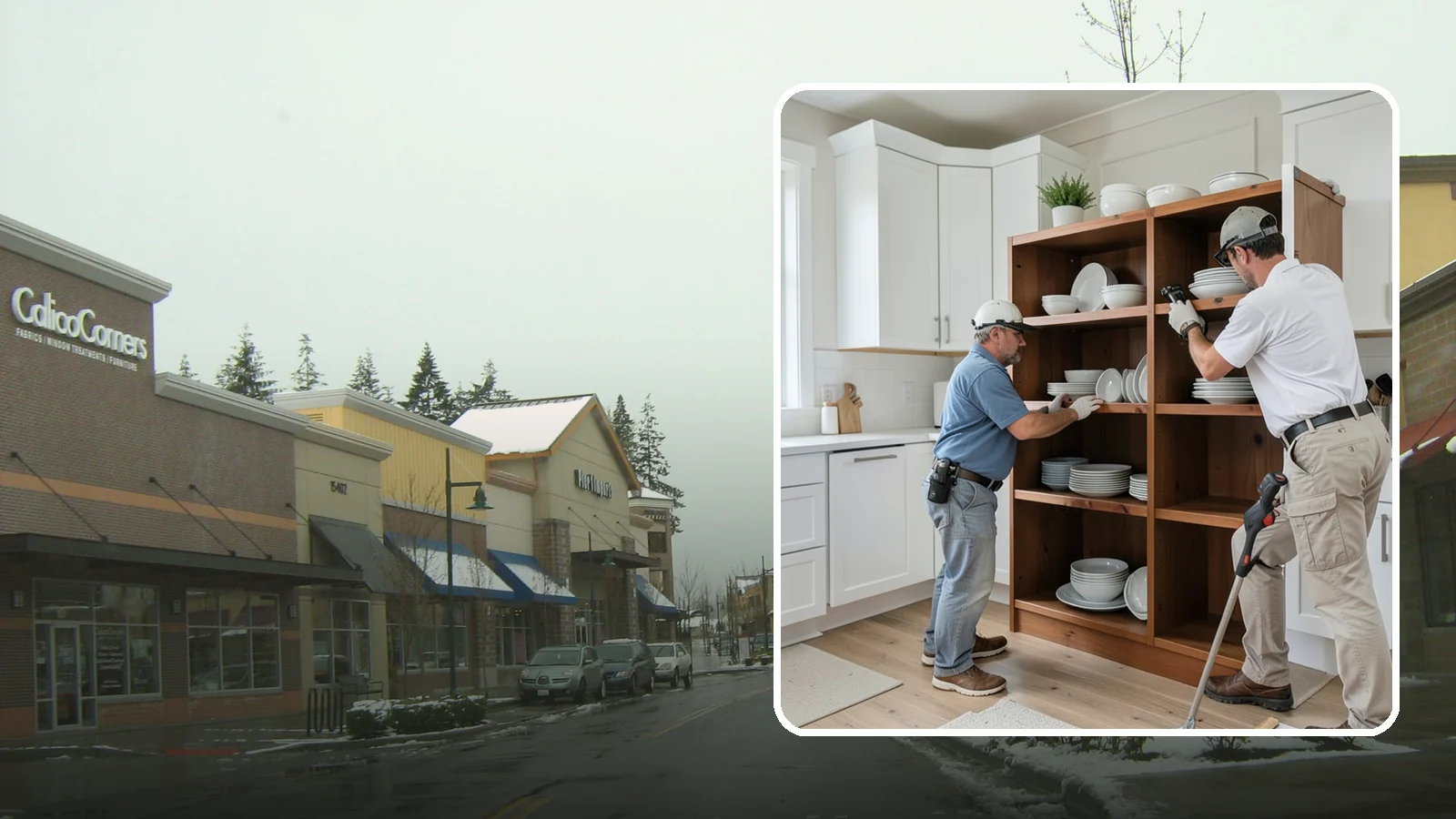 Open Shelving Installation in Mill Creek, Snohomish County, WA - Installing sturdy open shelves to display dishware and create an airy, accessible alternative to upper cabinets.