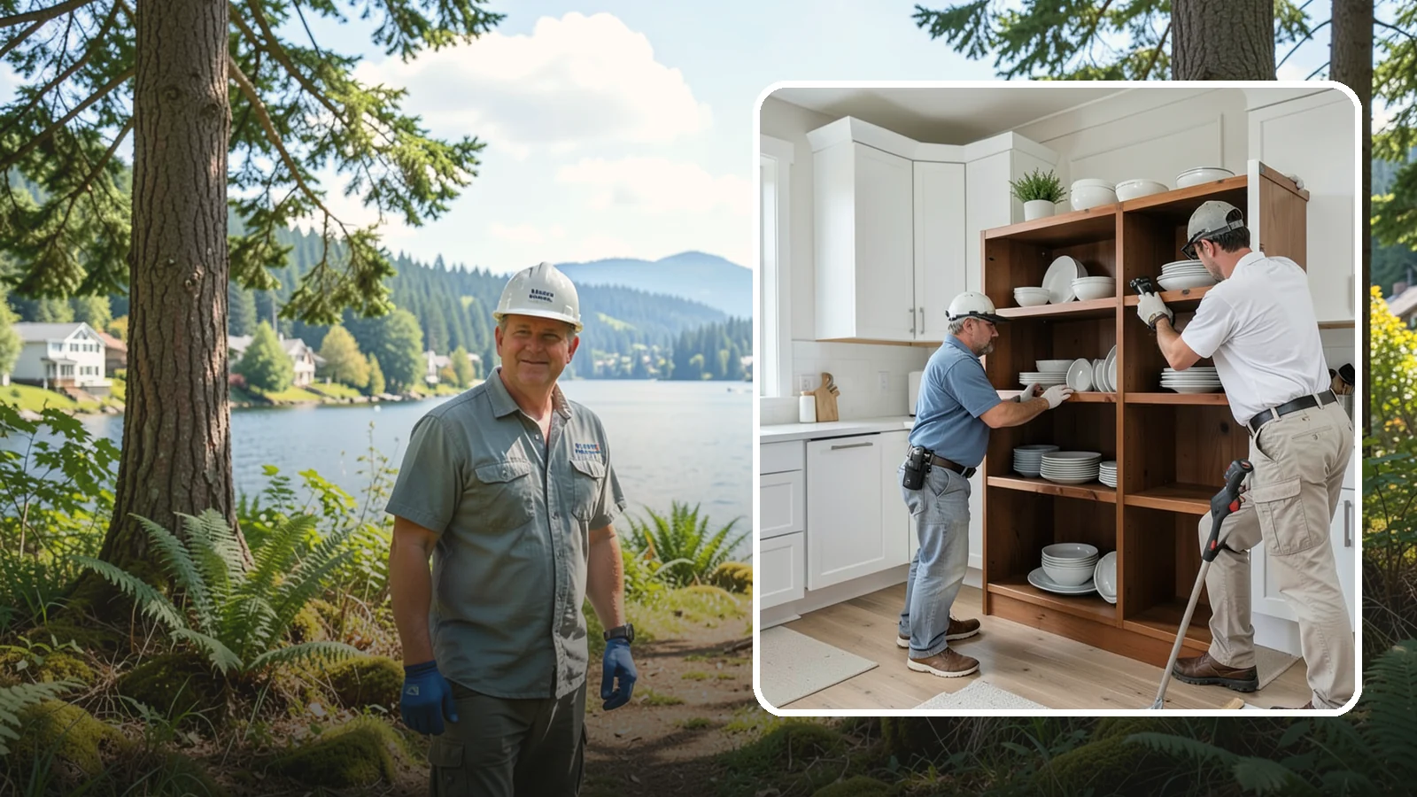 Open Shelving Installation in Milton, King County, WA - Installing sturdy open shelves to display dishware and create an airy, accessible alternative to upper cabinets.