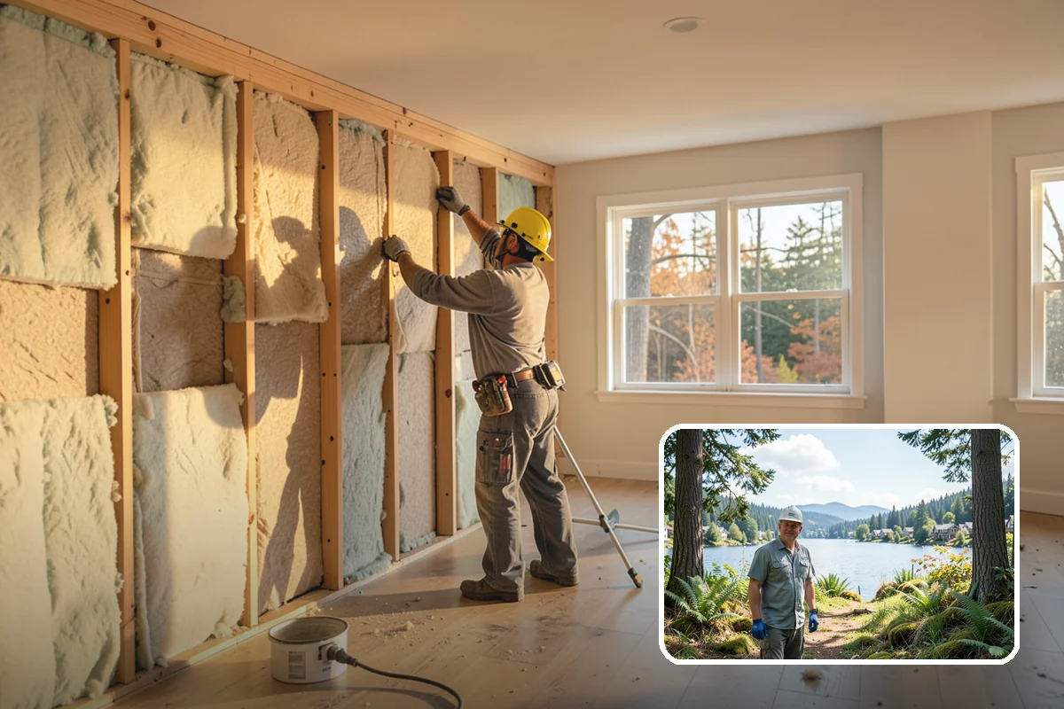 Open Shelving Installation in Milton, King County, WA - An open, airy feel over solid cabinets