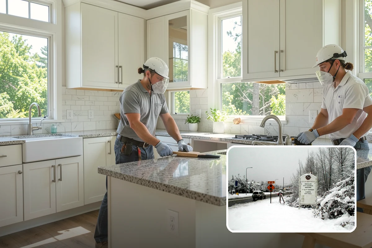 Open Shelving Installation in Newcastle, King County, WA - An open, airy feel over solid cabinets