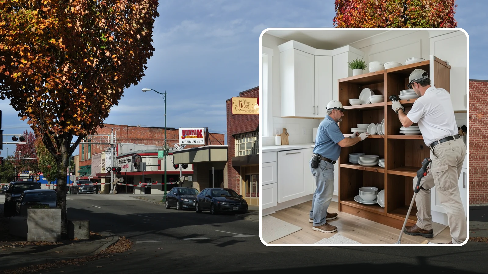 Open Shelving Installation in Puyallup, Pierce County, WA - Installing sturdy open shelves to display dishware and create an airy, accessible alternative to upper cabinets.