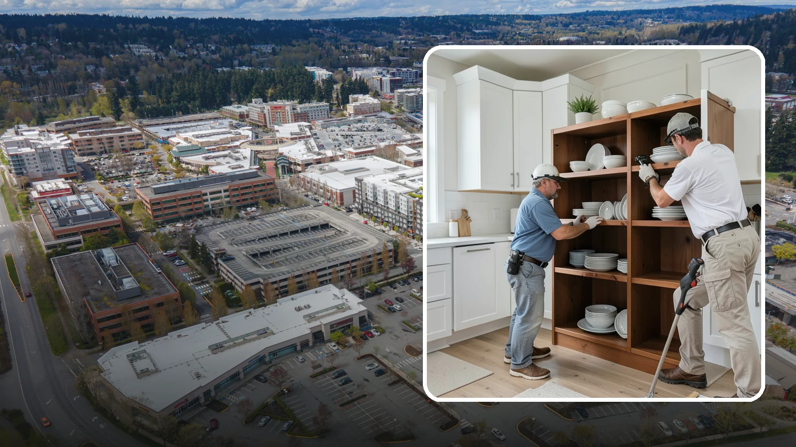 Open Shelving Installation in Redmond, King County, WA - Installing sturdy open shelves to display dishware and create an airy, accessible alternative to upper cabinets.