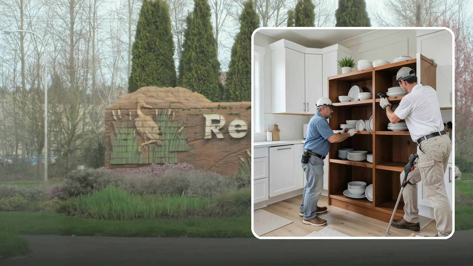 Open Shelving Installation in Renton, King County, WA - Installing sturdy open shelves to display dishware and create an airy, accessible alternative to upper cabinets.