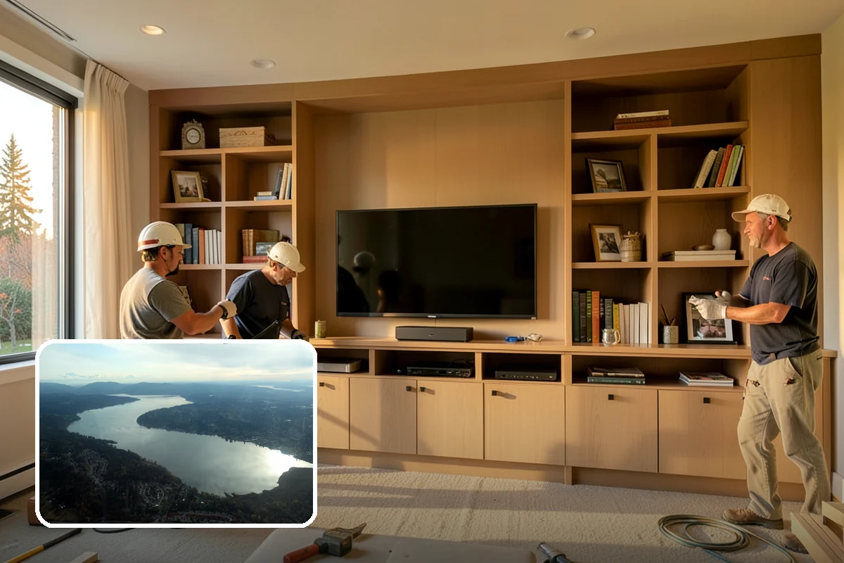 Open Shelving Installation in Sammamish, King County, WA - An open, airy feel over solid cabinets