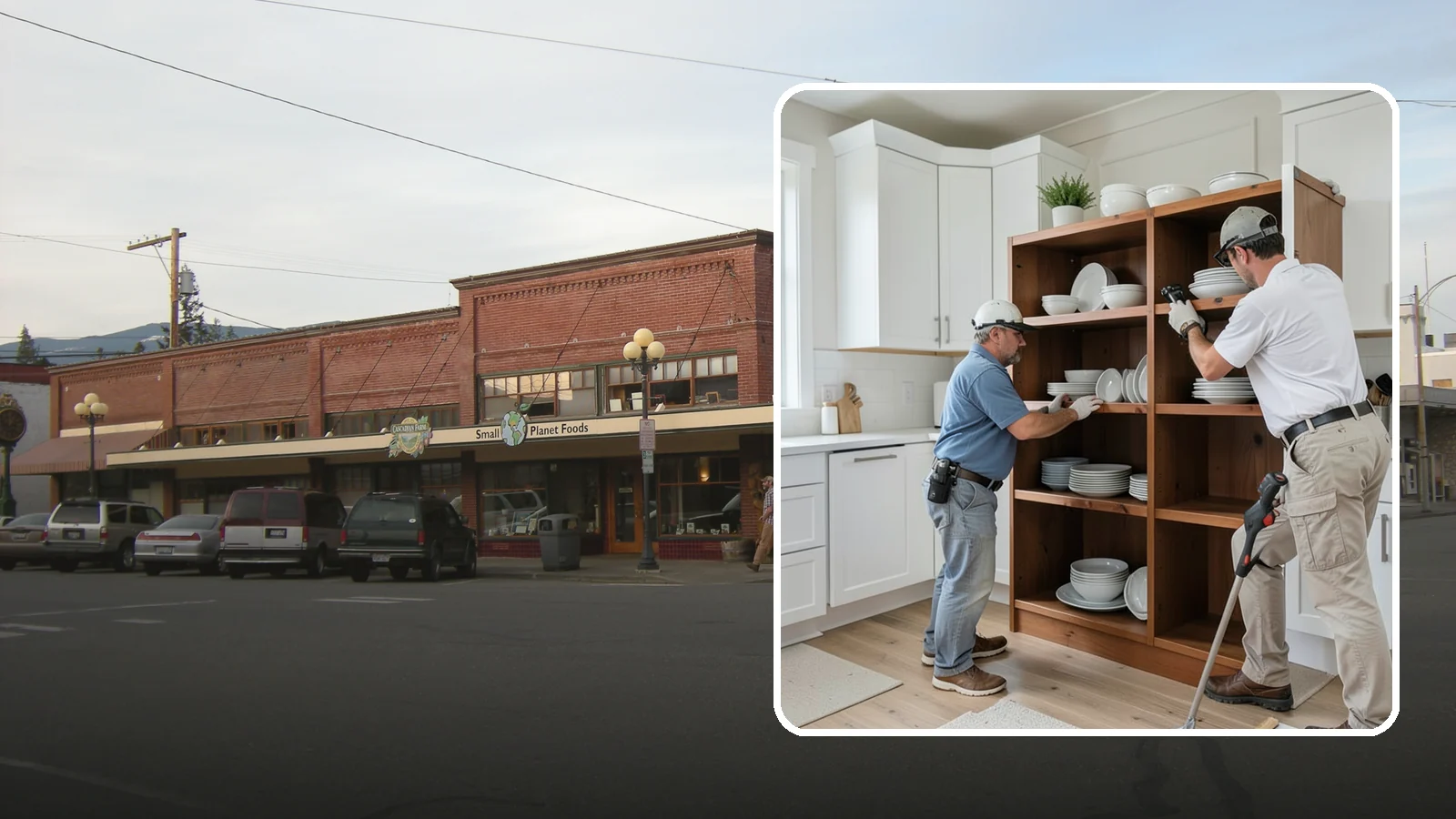 Open Shelving Installation in Sedro-Woolley, Skagit County, WA - Installing sturdy open shelves to display dishware and create an airy, accessible alternative to upper cabinets.