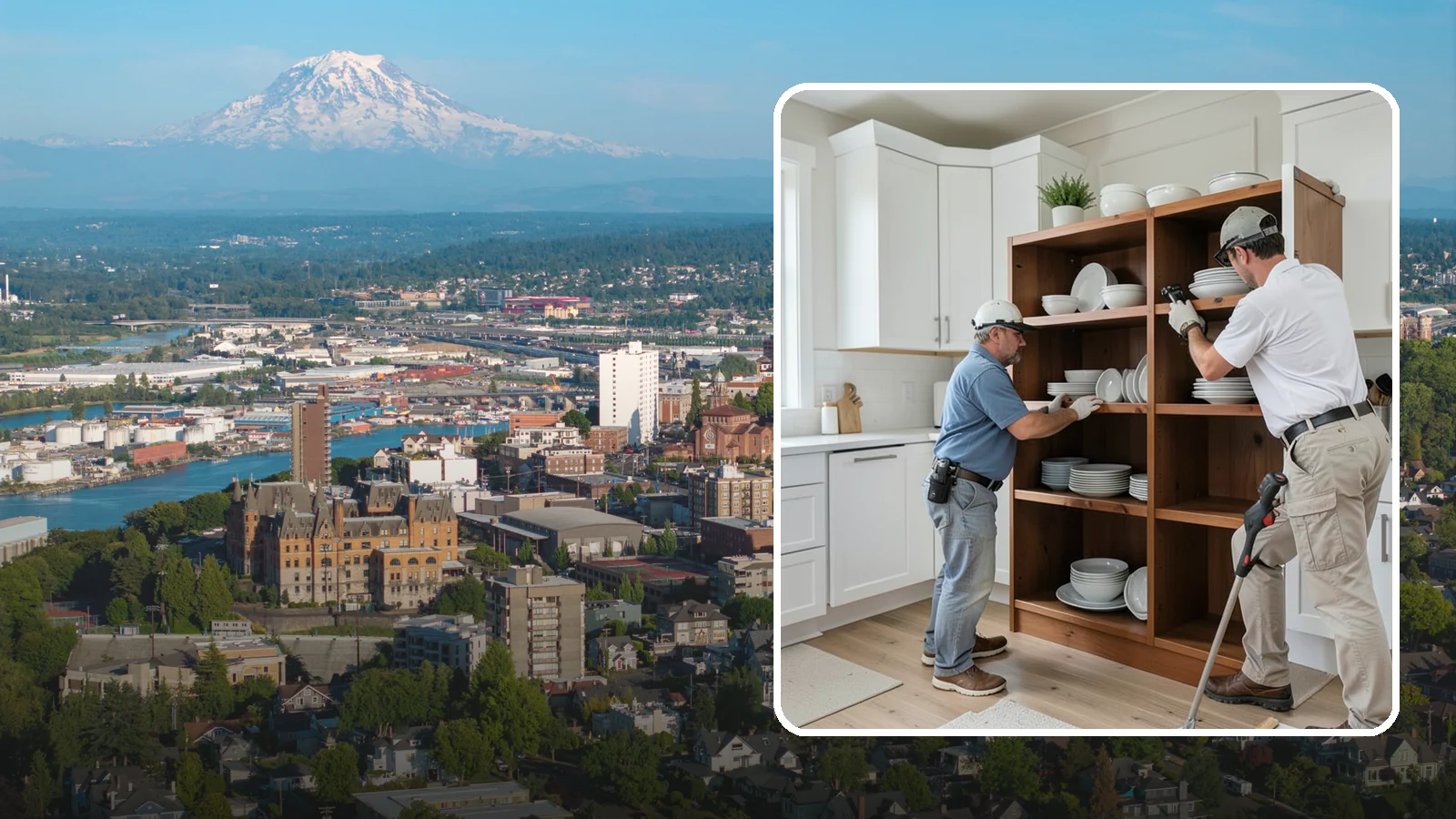 Open Shelving Installation in Tacoma, Pierce County, WA - Installing sturdy open shelves to display dishware and create an airy, accessible alternative to upper cabinets.