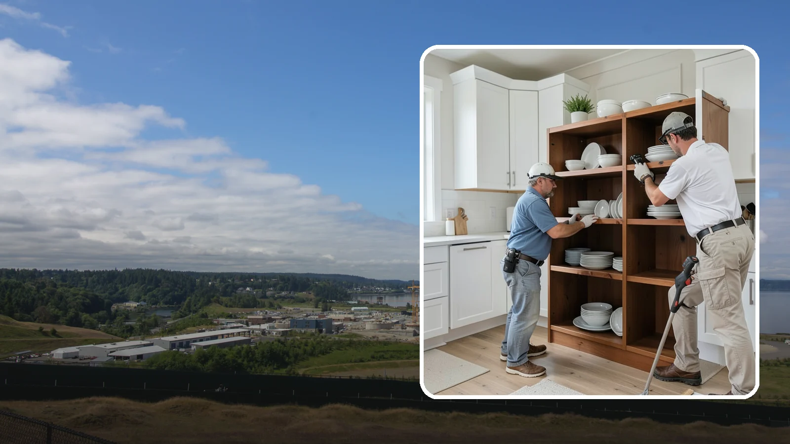 Open Shelving Installation in University Place, Pierce County, WA - Installing sturdy open shelves to display dishware and create an airy, accessible alternative to upper cabinets.
