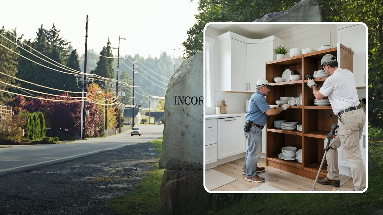 Open Shelving Installation in Wilkeson, Pierce County, WA - Installing sturdy open shelves to display dishware and create an airy, accessible alternative to upper cabinets.