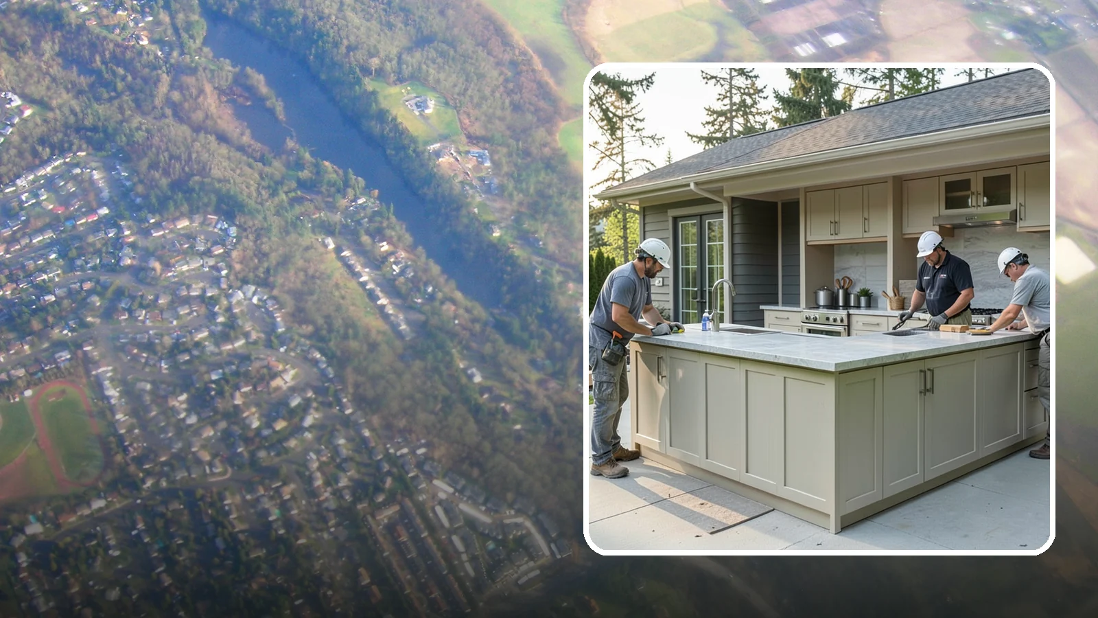 Outdoor Bar Construction in Algona, King County, WA - A weatherproof outdoor bar that anchors your entertaining space with serving counters, storage, and seating.