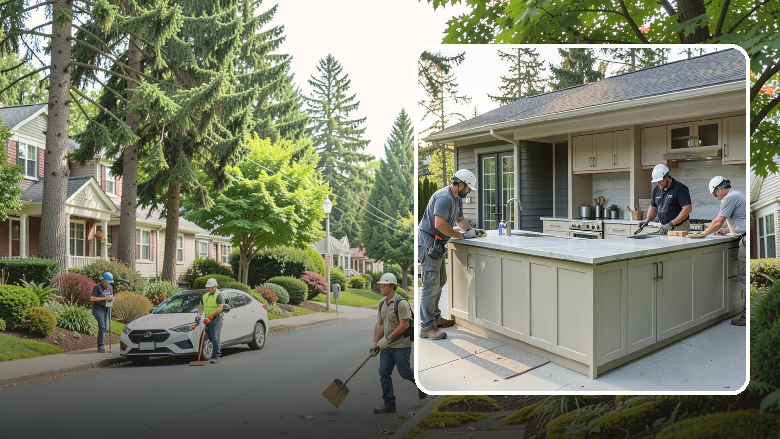 Outdoor Bar Construction in Beaux Arts Village, King County, WA - A weatherproof outdoor bar that anchors your entertaining space with serving counters, storage, and seating.