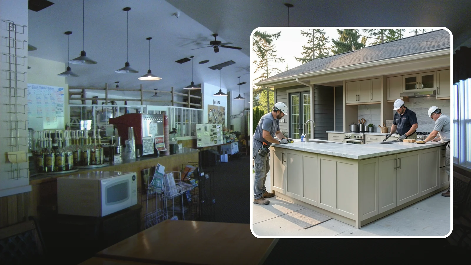 Outdoor Bar Construction in Black Diamond, King County, WA - A weatherproof outdoor bar that anchors your entertaining space with serving counters, storage, and seating.