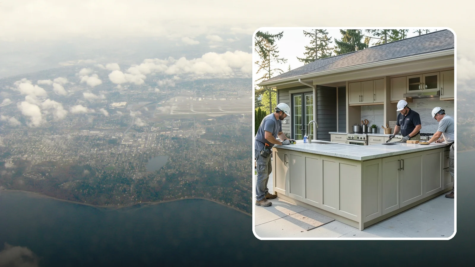 Outdoor Bar Construction in Burien, King County, WA - A weatherproof outdoor bar that anchors your entertaining space with serving counters, storage, and seating.