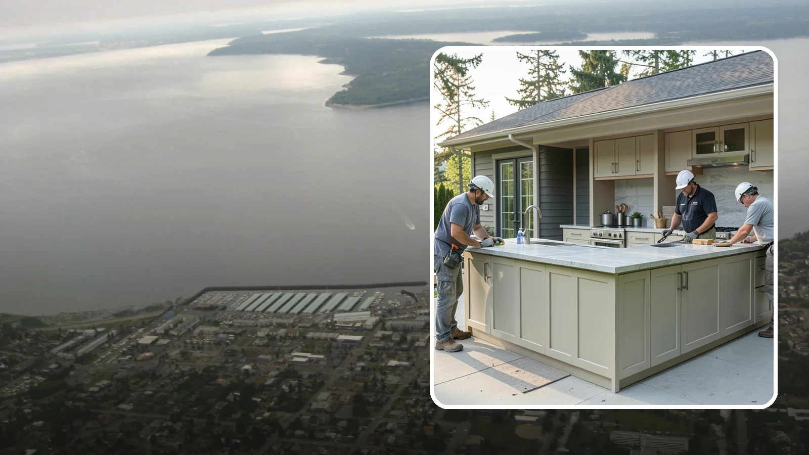 Outdoor Bar Construction in Des Moines, King County, WA - A weatherproof outdoor bar that anchors your entertaining space with serving counters, storage, and seating.