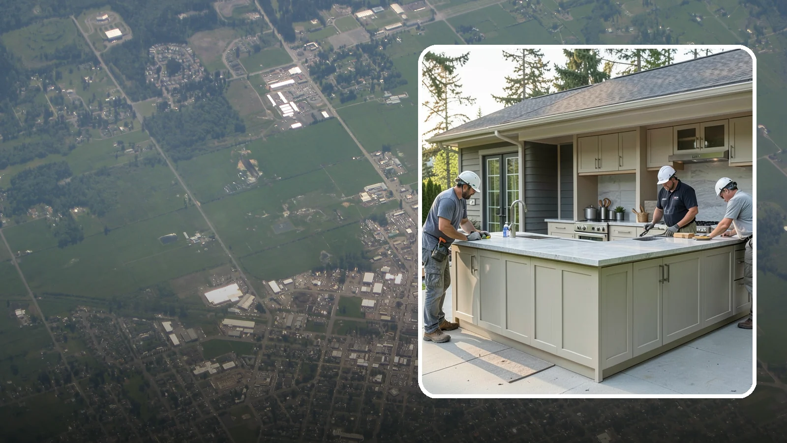 Outdoor Bar Construction in Enumclaw, King County, WA - A weatherproof outdoor bar that anchors your entertaining space with serving counters, storage, and seating.