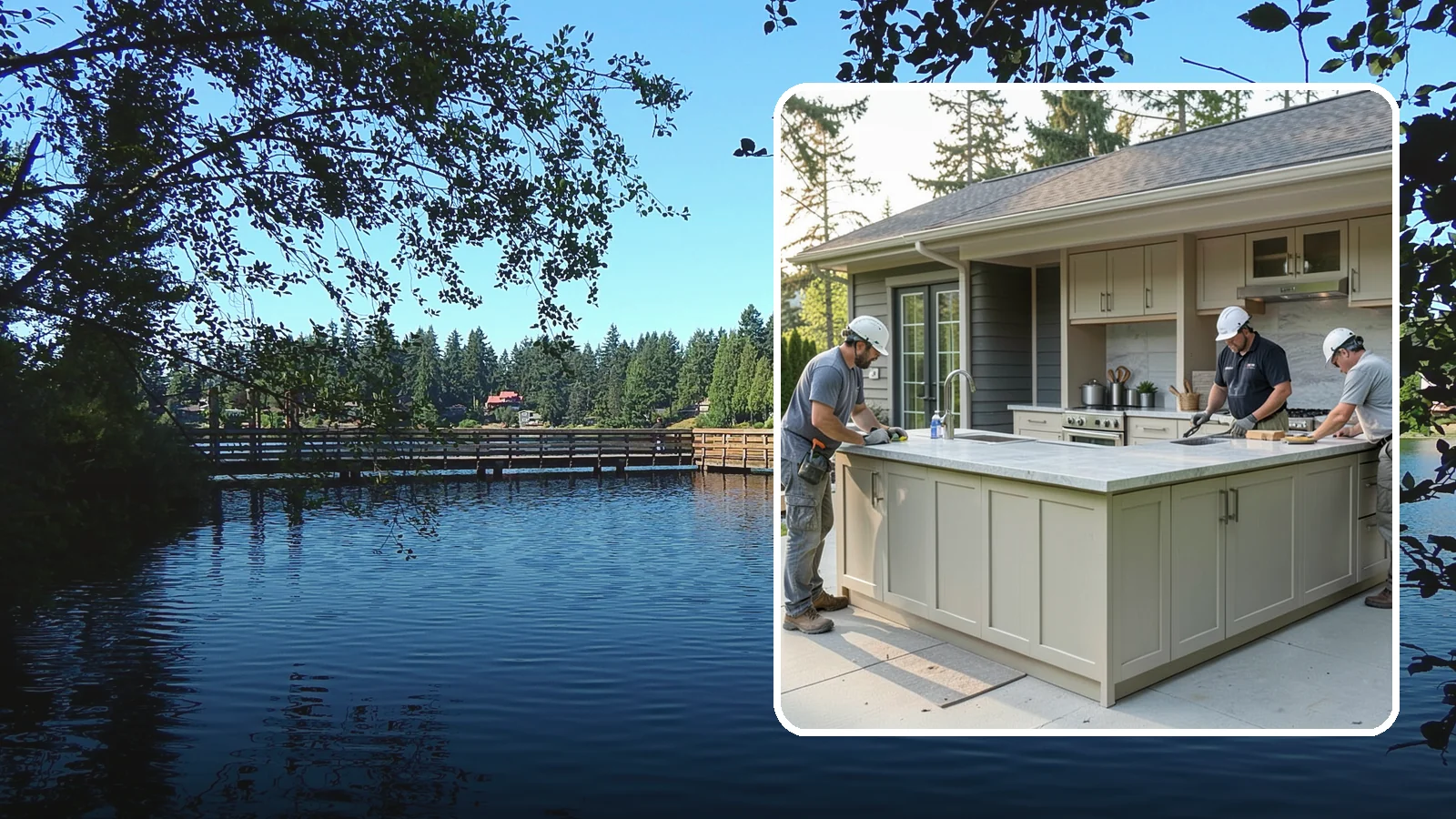 Outdoor Bar Construction in Federal Way, King County, WA - A weatherproof outdoor bar that anchors your entertaining space with serving counters, storage, and seating.