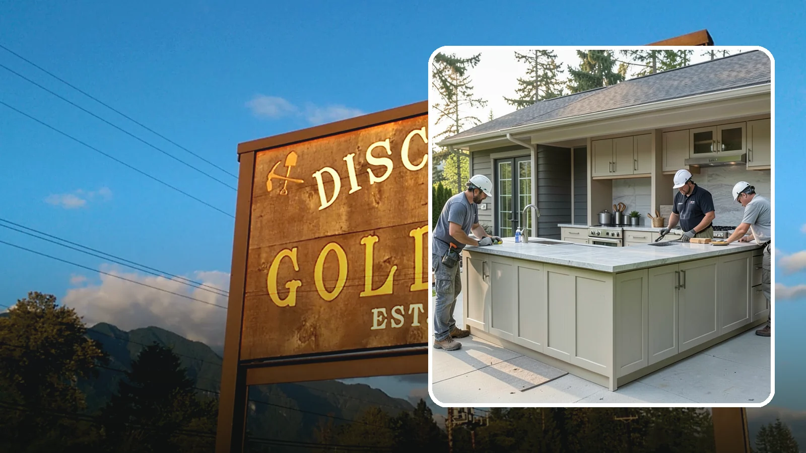 Outdoor Bar Construction in Gold Bar, Snohomish County, WA - A weatherproof outdoor bar that anchors your entertaining space with serving counters, storage, and seating.