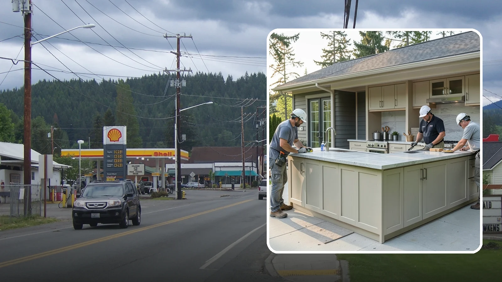 Outdoor Bar Construction in Granite Falls, Snohomish County, WA - A weatherproof outdoor bar that anchors your entertaining space with serving counters, storage, and seating.