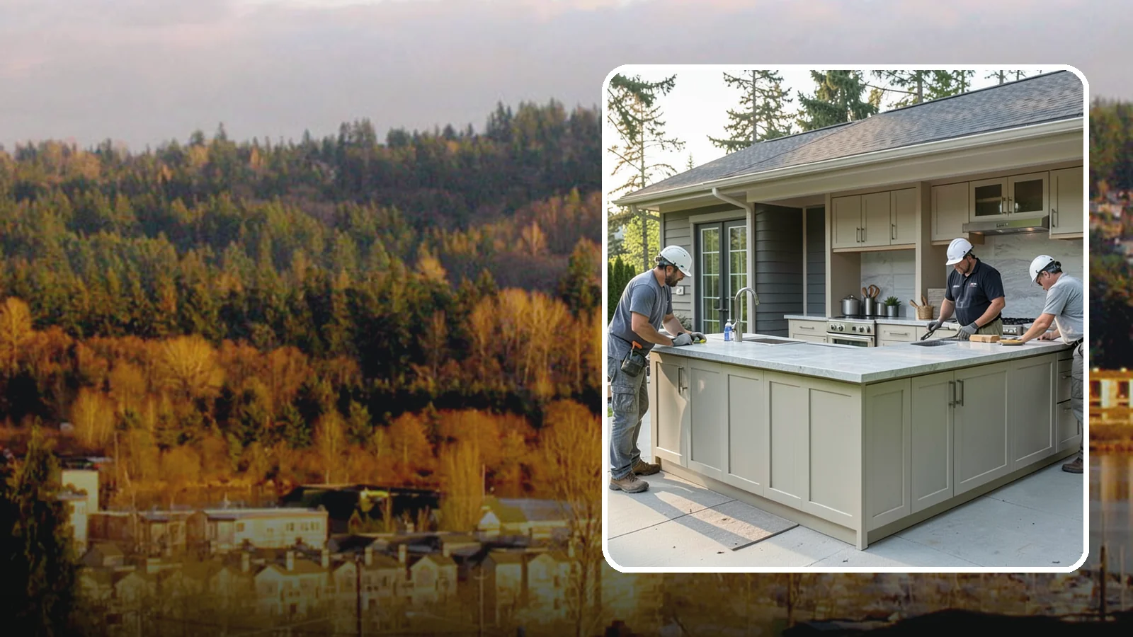 Outdoor Bar Construction in Kenmore, King County, WA - A weatherproof outdoor bar that anchors your entertaining space with serving counters, storage, and seating.