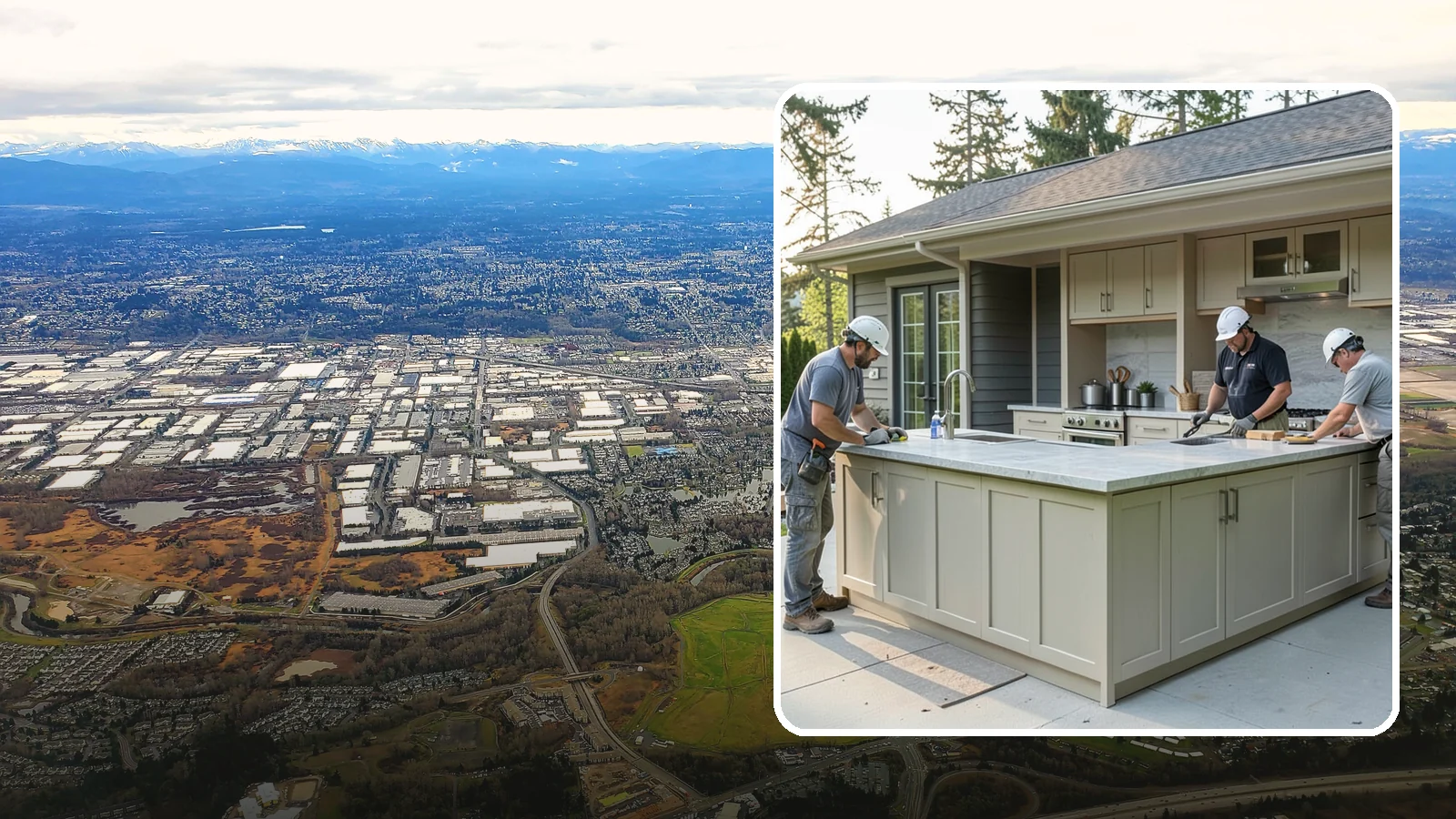 Outdoor Bar Construction in Kent, King County, WA - A weatherproof outdoor bar that anchors your entertaining space with serving counters, storage, and seating.