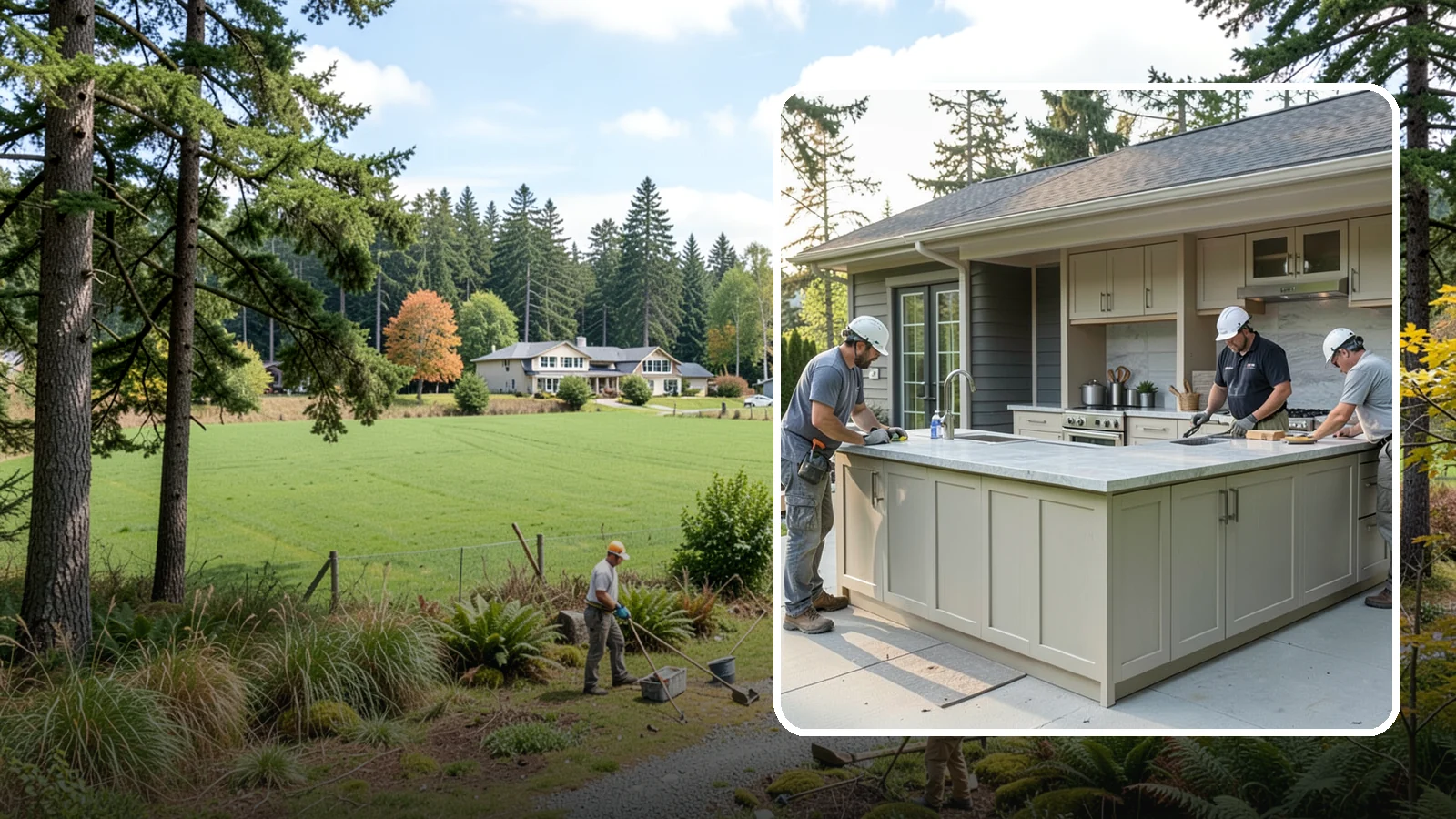 Outdoor Bar Construction in Lyman, Skagit County, WA - A weatherproof outdoor bar that anchors your entertaining space with serving counters, storage, and seating.