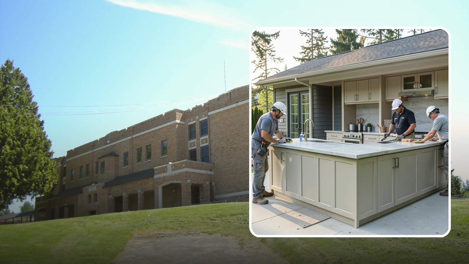 Outdoor Bar Construction in Maple Valley, King County, WA - A weatherproof outdoor bar that anchors your entertaining space with serving counters, storage, and seating.
