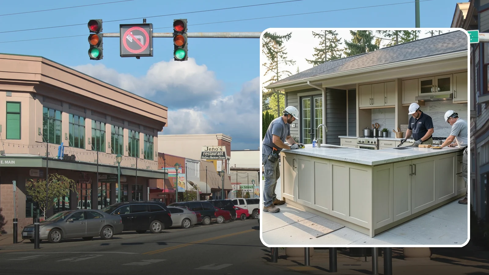 Outdoor Bar Construction in Monroe, Snohomish County, WA - A weatherproof outdoor bar that anchors your entertaining space with serving counters, storage, and seating.
