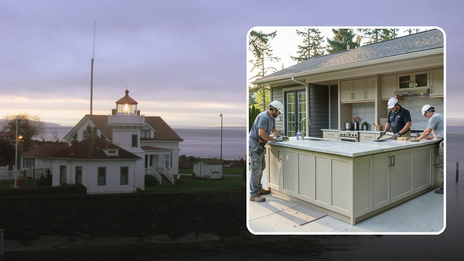 Outdoor Bar Construction in Mukilteo, Snohomish County, WA - A weatherproof outdoor bar that anchors your entertaining space with serving counters, storage, and seating.