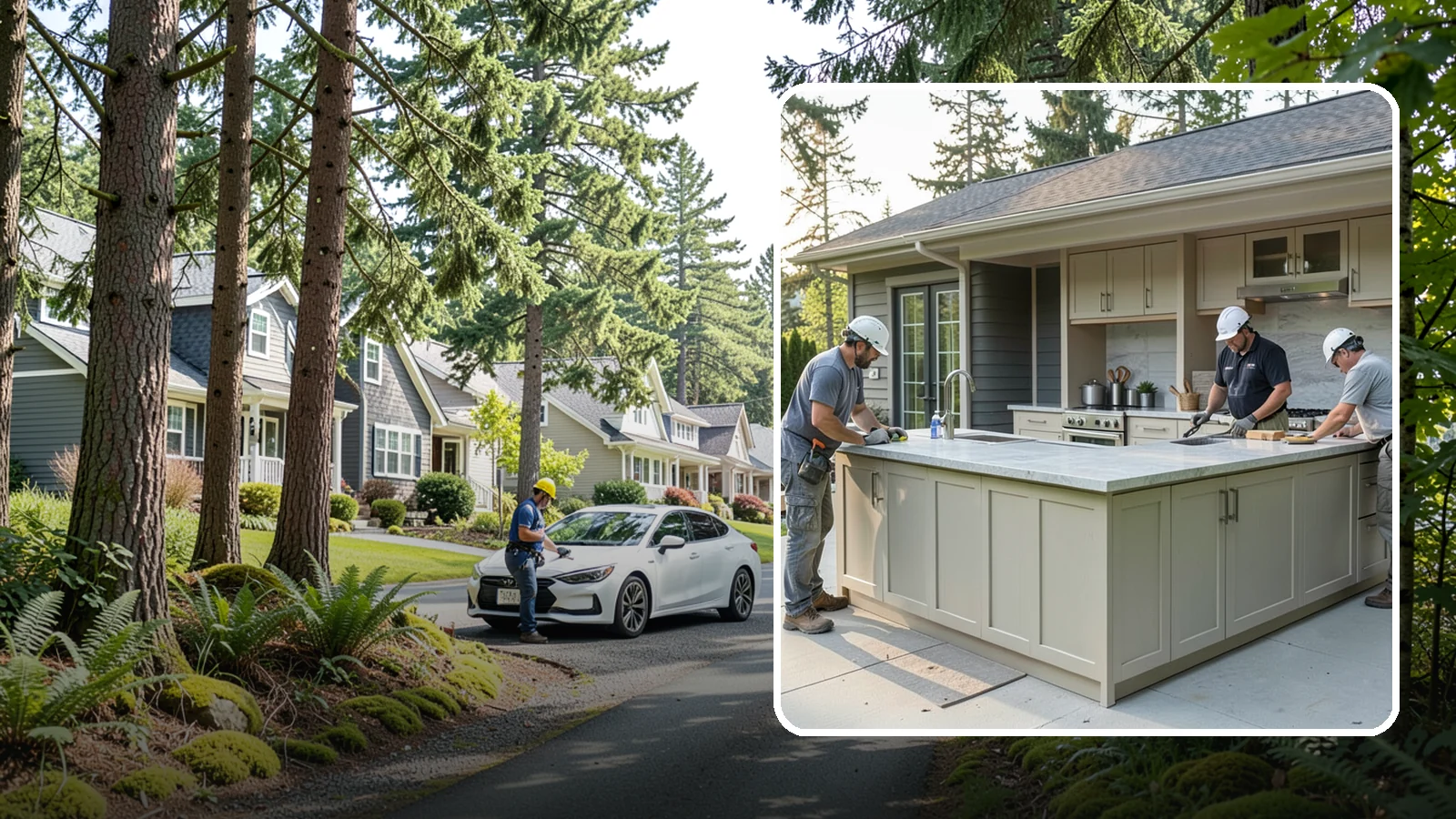 Outdoor Bar Construction in Normandy Park, King County, WA - A weatherproof outdoor bar that anchors your entertaining space with serving counters, storage, and seating.