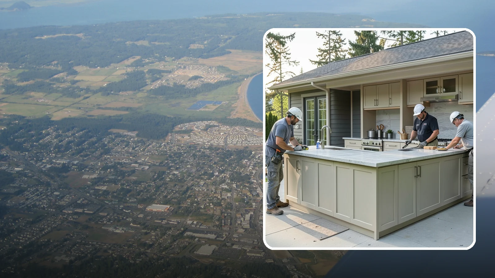 Outdoor Bar Construction in Oak Harbor, Island County, WA - A weatherproof outdoor bar that anchors your entertaining space with serving counters, storage, and seating.