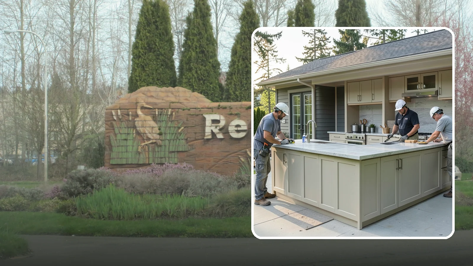 Outdoor Bar Construction in Renton, King County, WA - A weatherproof outdoor bar that anchors your entertaining space with serving counters, storage, and seating.