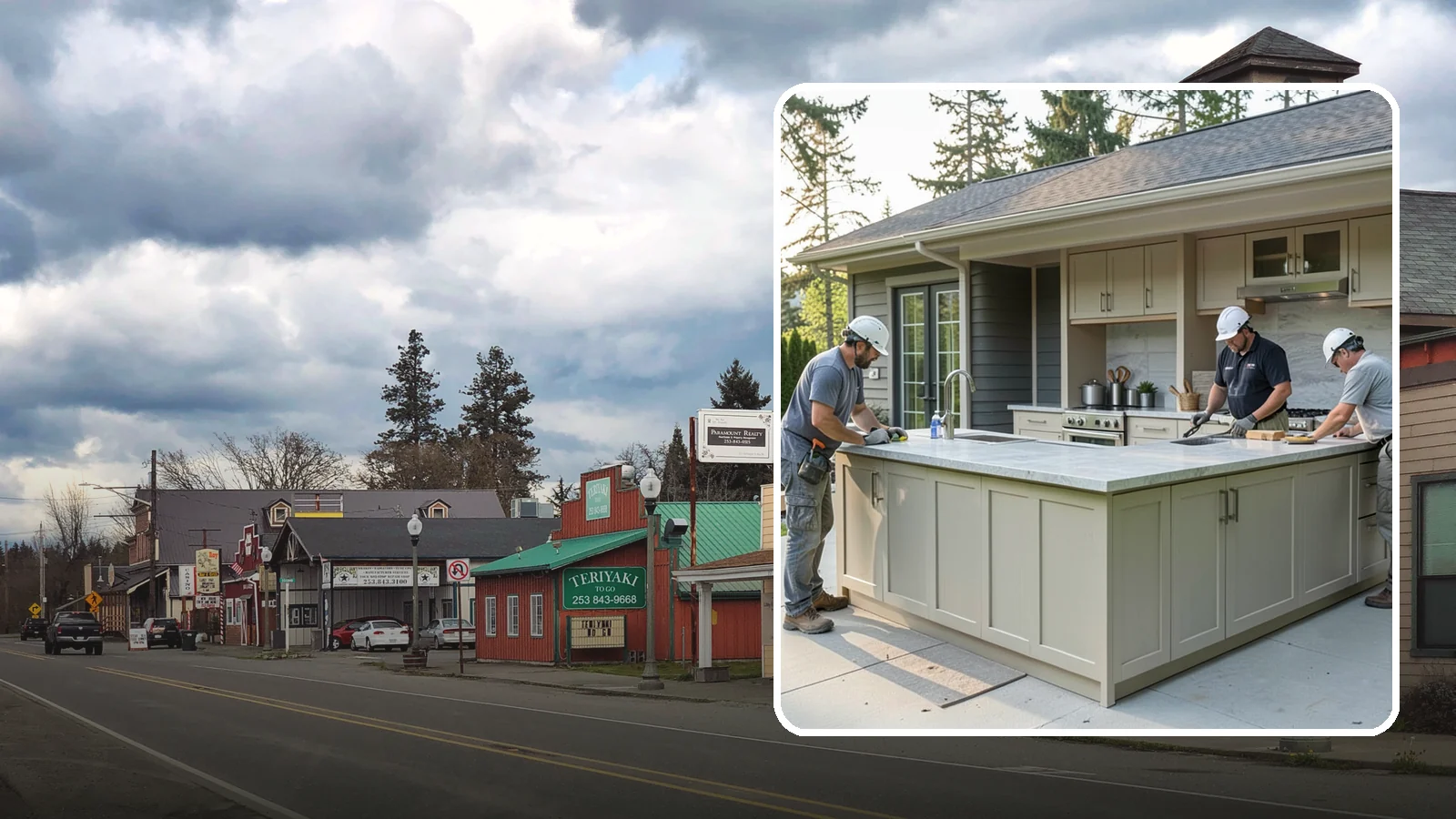 Outdoor Bar Construction in Roy, Pierce County, WA - A weatherproof outdoor bar that anchors your entertaining space with serving counters, storage, and seating.