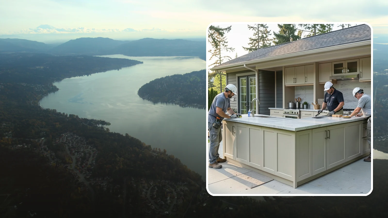 Outdoor Bar Construction in Sammamish, King County, WA - A weatherproof outdoor bar that anchors your entertaining space with serving counters, storage, and seating.