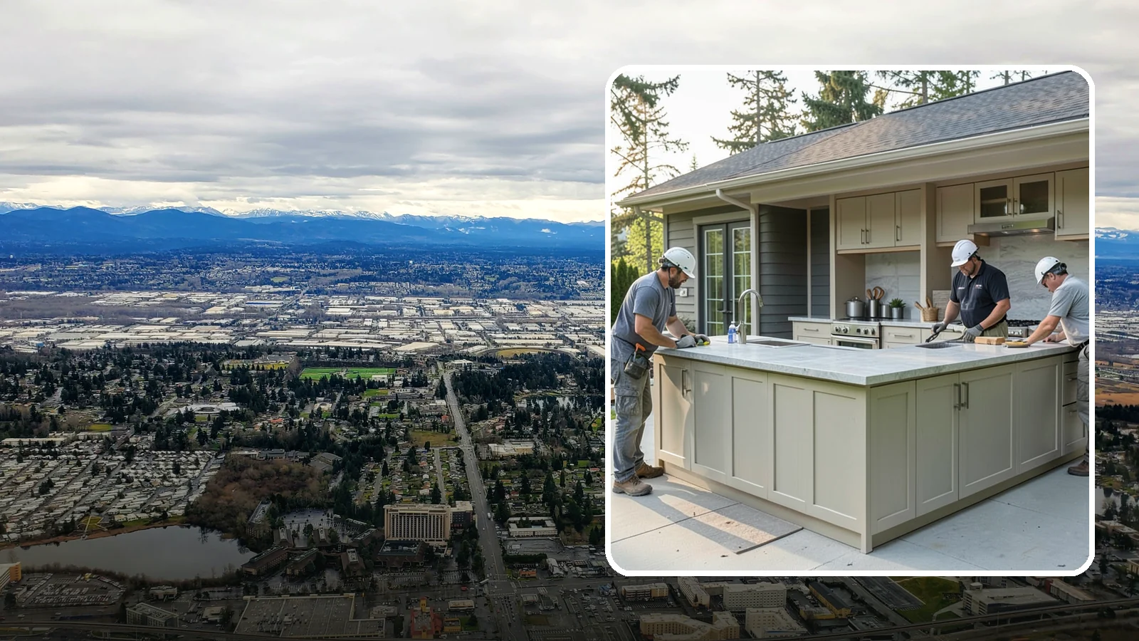 Outdoor Bar Construction in SeaTac, King County, WA - A weatherproof outdoor bar that anchors your entertaining space with serving counters, storage, and seating.