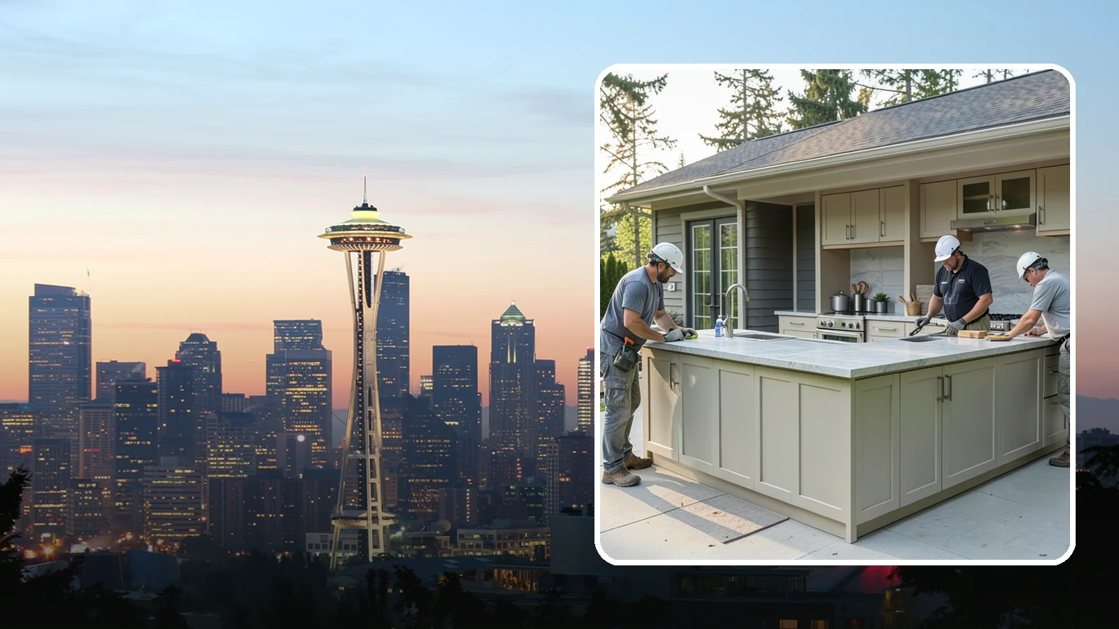 Outdoor Bar Construction in Seattle, King County, WA - A weatherproof outdoor bar that anchors your entertaining space with serving counters, storage, and seating.
