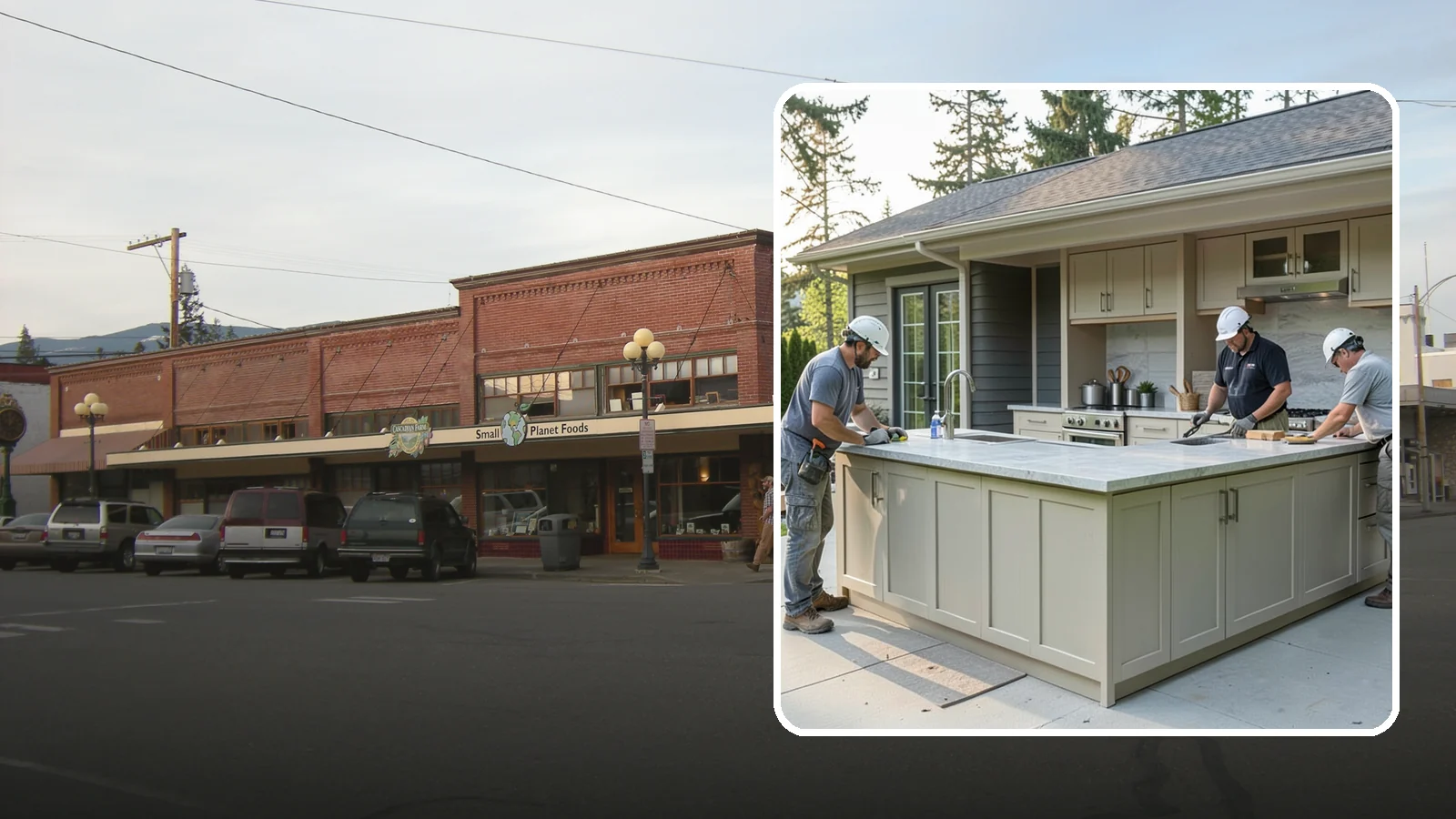 Outdoor Bar Construction in Sedro-Woolley, Skagit County, WA - A weatherproof outdoor bar that anchors your entertaining space with serving counters, storage, and seating.