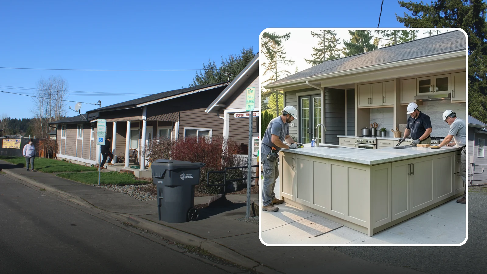 Outdoor Bar Construction in South Prairie, Pierce County, WA - A weatherproof outdoor bar that anchors your entertaining space with serving counters, storage, and seating.