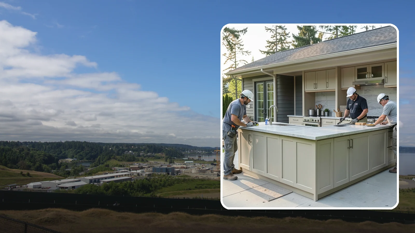 Outdoor Bar Construction in University Place, Pierce County, WA - A weatherproof outdoor bar that anchors your entertaining space with serving counters, storage, and seating.