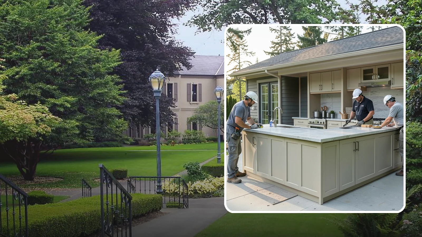 Outdoor Bar Construction in Woodinville, King County, WA - A weatherproof outdoor bar that anchors your entertaining space with serving counters, storage, and seating.