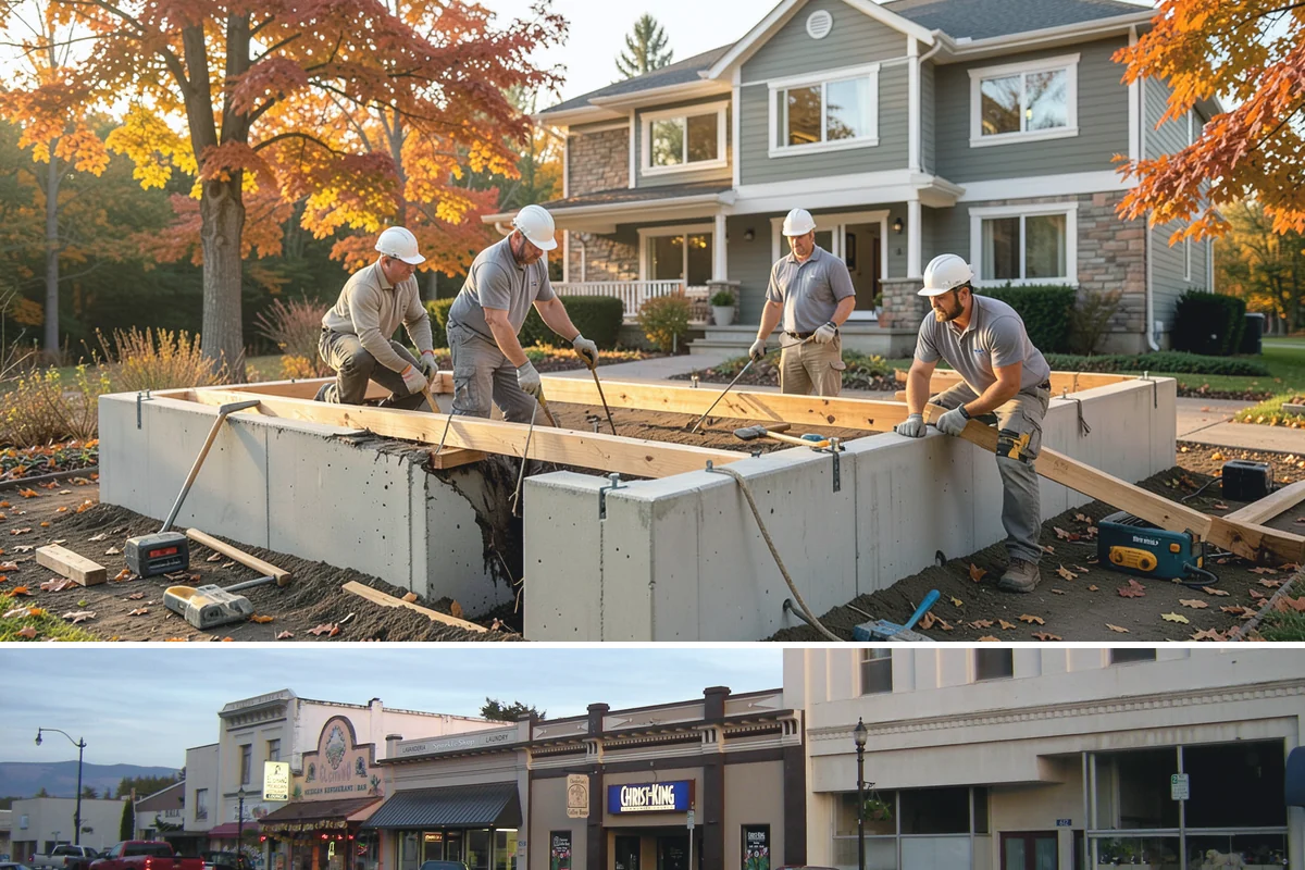 Outdoor Fireplace Construction in Burlington, Skagit County, WA - Late spring and summer give mortar and concrete the dry, warm cure they need before fall use.