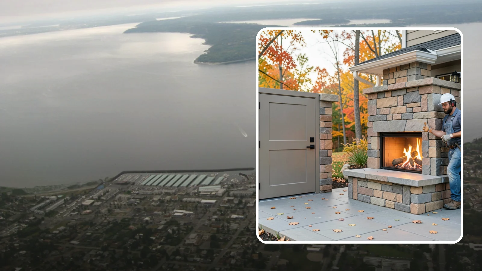 Outdoor Fireplace Construction in Des Moines, King County, WA - A masonry or gas outdoor fireplace that adds warmth and a focal point to your patio through the cool PNW evenings.