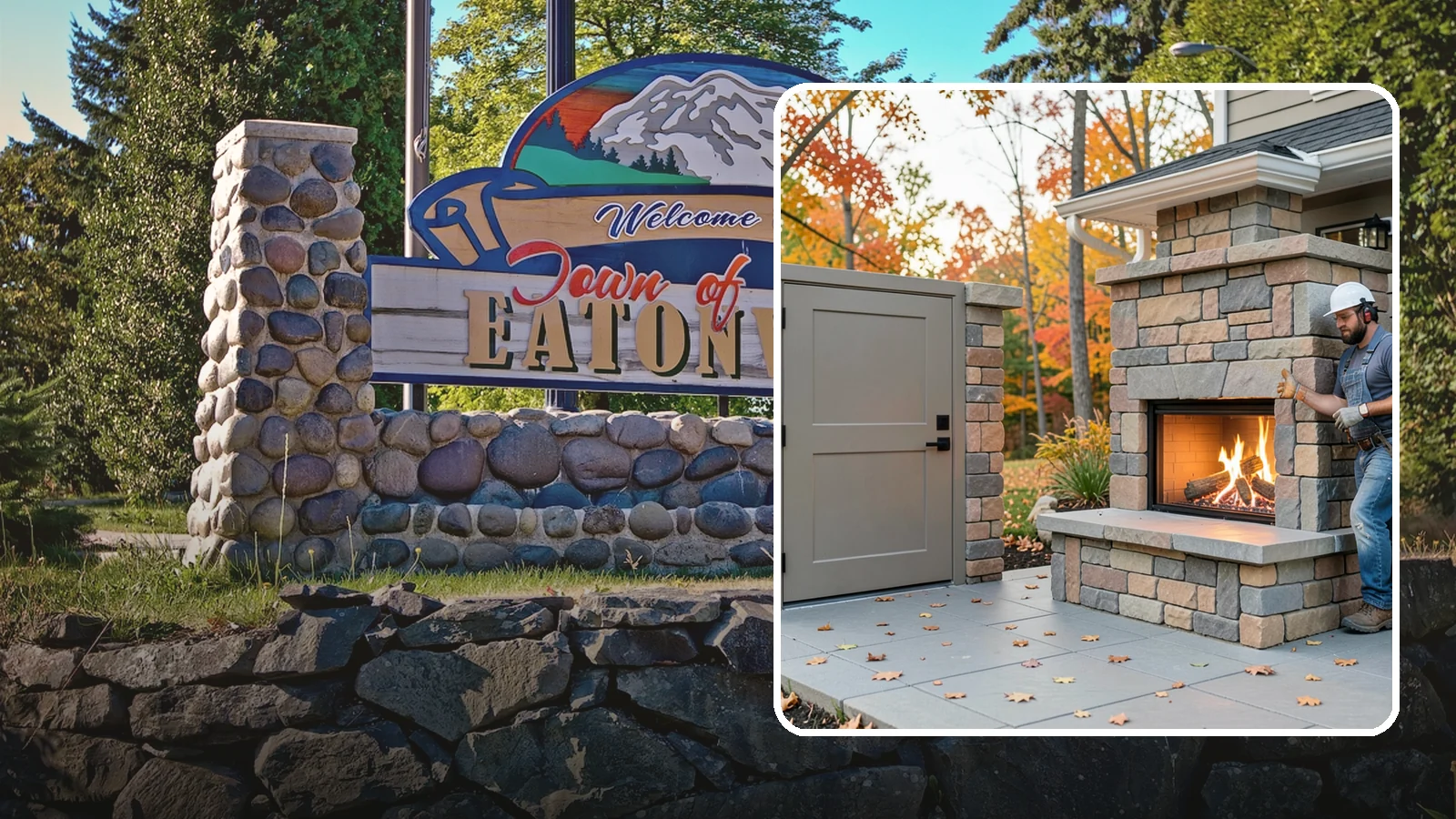 Outdoor Fireplace Construction in Eatonville, Pierce County, WA - A masonry or gas outdoor fireplace that adds warmth and a focal point to your patio through the cool PNW evenings.