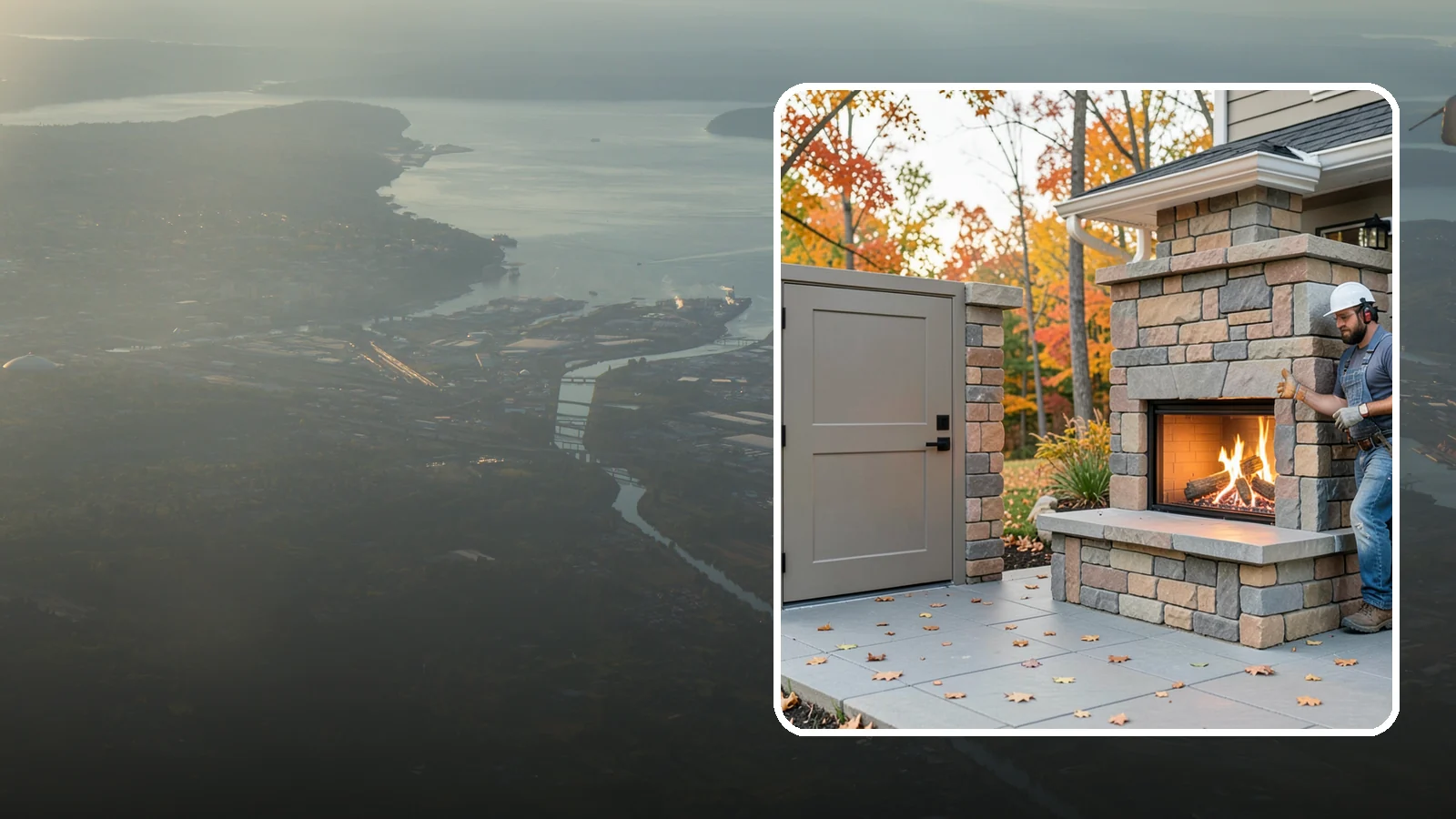 Outdoor Fireplace Construction in Fife, Pierce County, WA - A masonry or gas outdoor fireplace that adds warmth and a focal point to your patio through the cool PNW evenings.