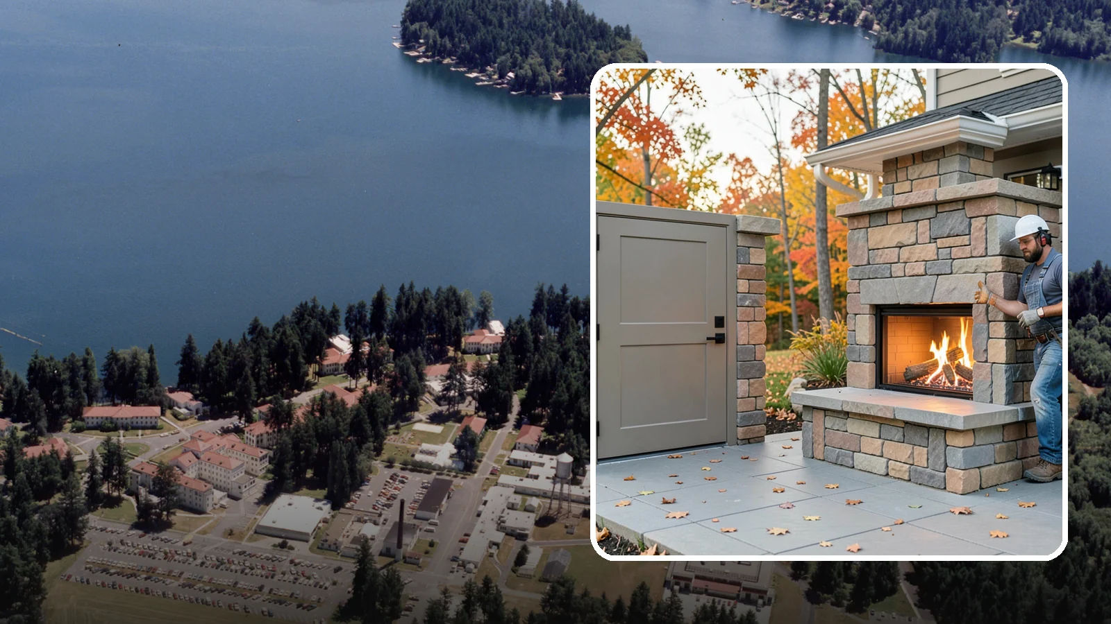 Outdoor Fireplace Construction in Lakewood, Pierce County, WA - A masonry or gas outdoor fireplace that adds warmth and a focal point to your patio through the cool PNW evenings.