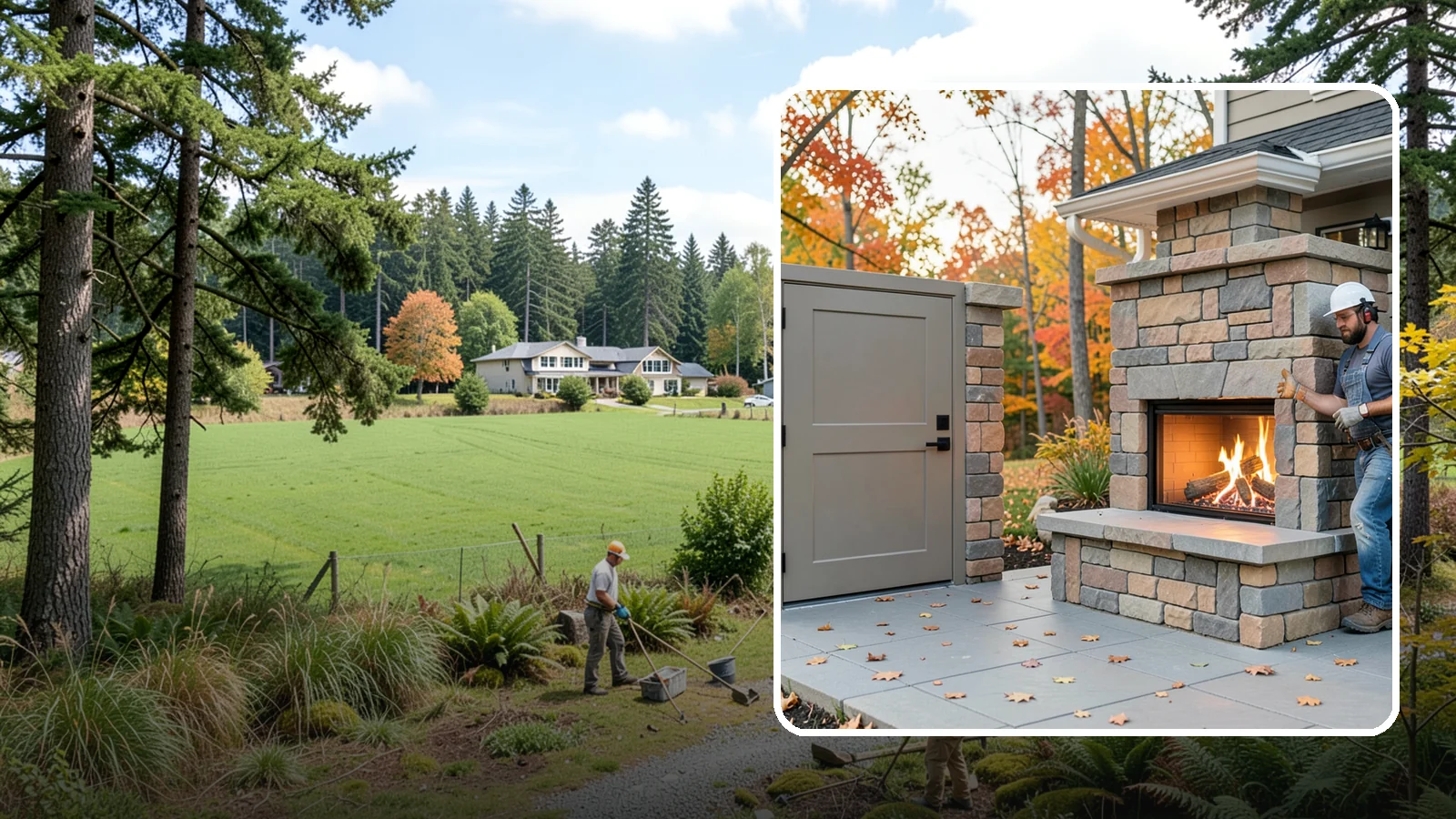 Outdoor Fireplace Construction in Lyman, Skagit County, WA - A masonry or gas outdoor fireplace that adds warmth and a focal point to your patio through the cool PNW evenings.