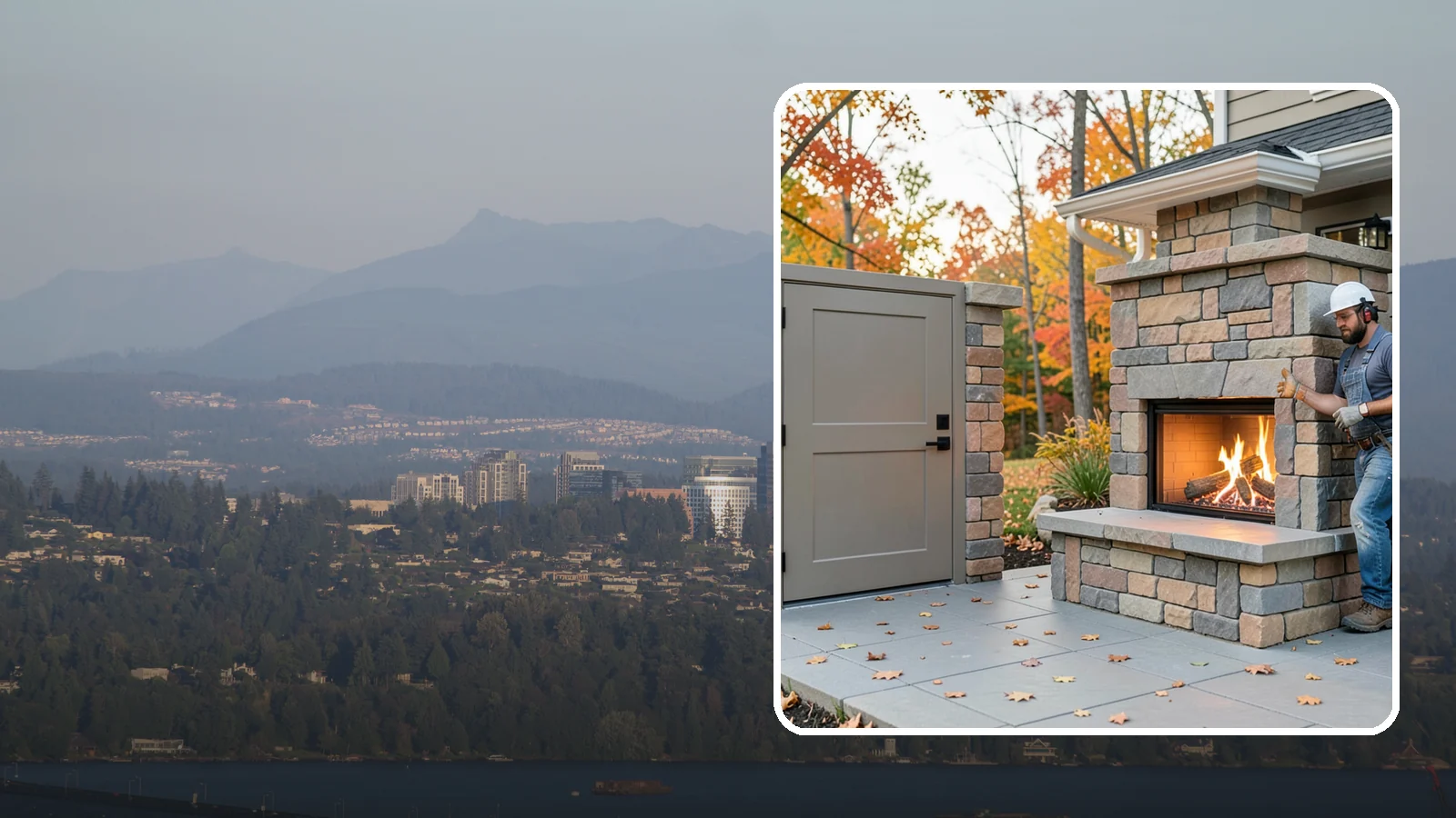 Outdoor Fireplace Construction in Medina, King County, WA - A masonry or gas outdoor fireplace that adds warmth and a focal point to your patio through the cool PNW evenings.