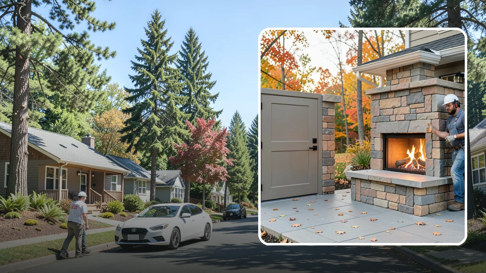 Outdoor Fireplace Construction in Orting, Pierce County, WA - A masonry or gas outdoor fireplace that adds warmth and a focal point to your patio through the cool PNW evenings.