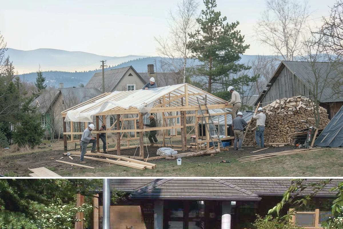 Outdoor Fireplace Construction in Yarrow Point, King County, WA - Late spring and summer give mortar and concrete the dry, warm cure they need before fall use.