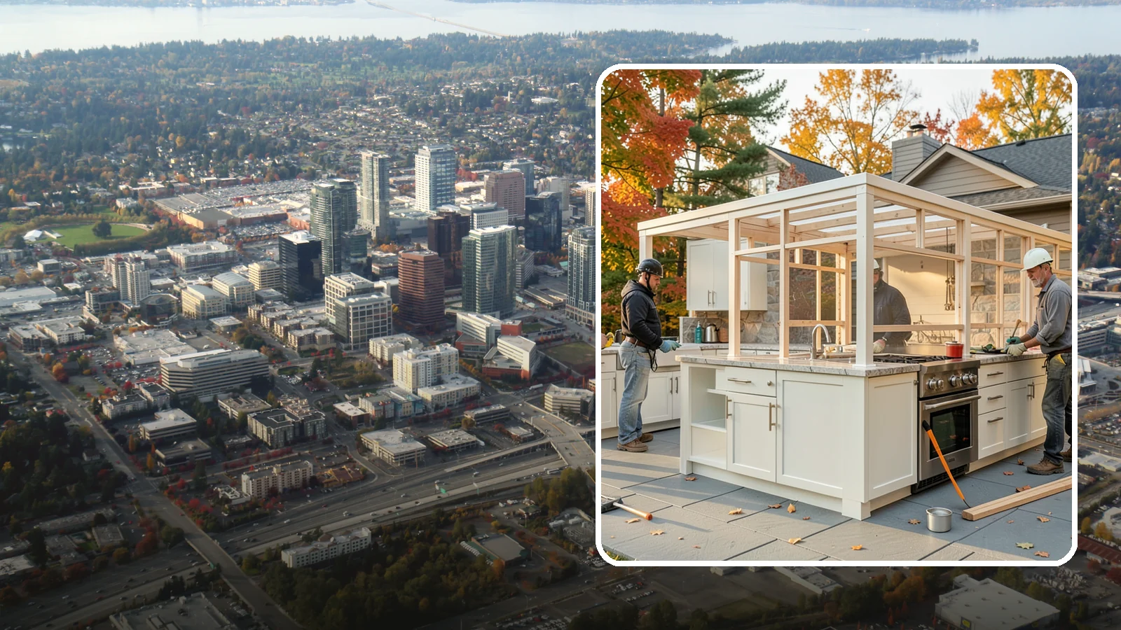 Outdoor Kitchen Construction in Bellevue, King County, WA - A durable, fully equipped outdoor kitchen designed to cook and entertain through every Puget Sound season.