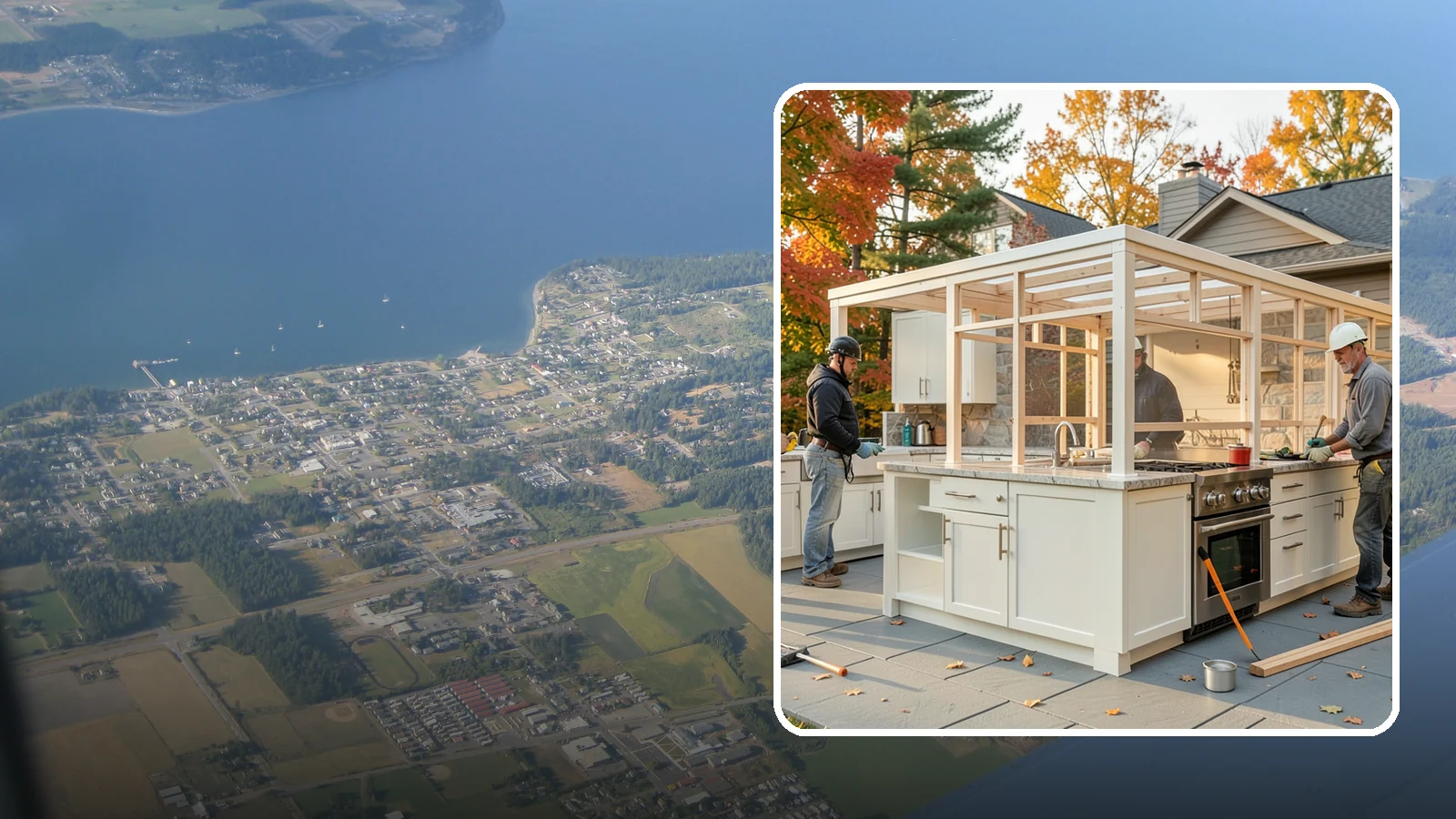 Outdoor Kitchen Construction in Coupeville, Island County, WA - A durable, fully equipped outdoor kitchen designed to cook and entertain through every Puget Sound season.